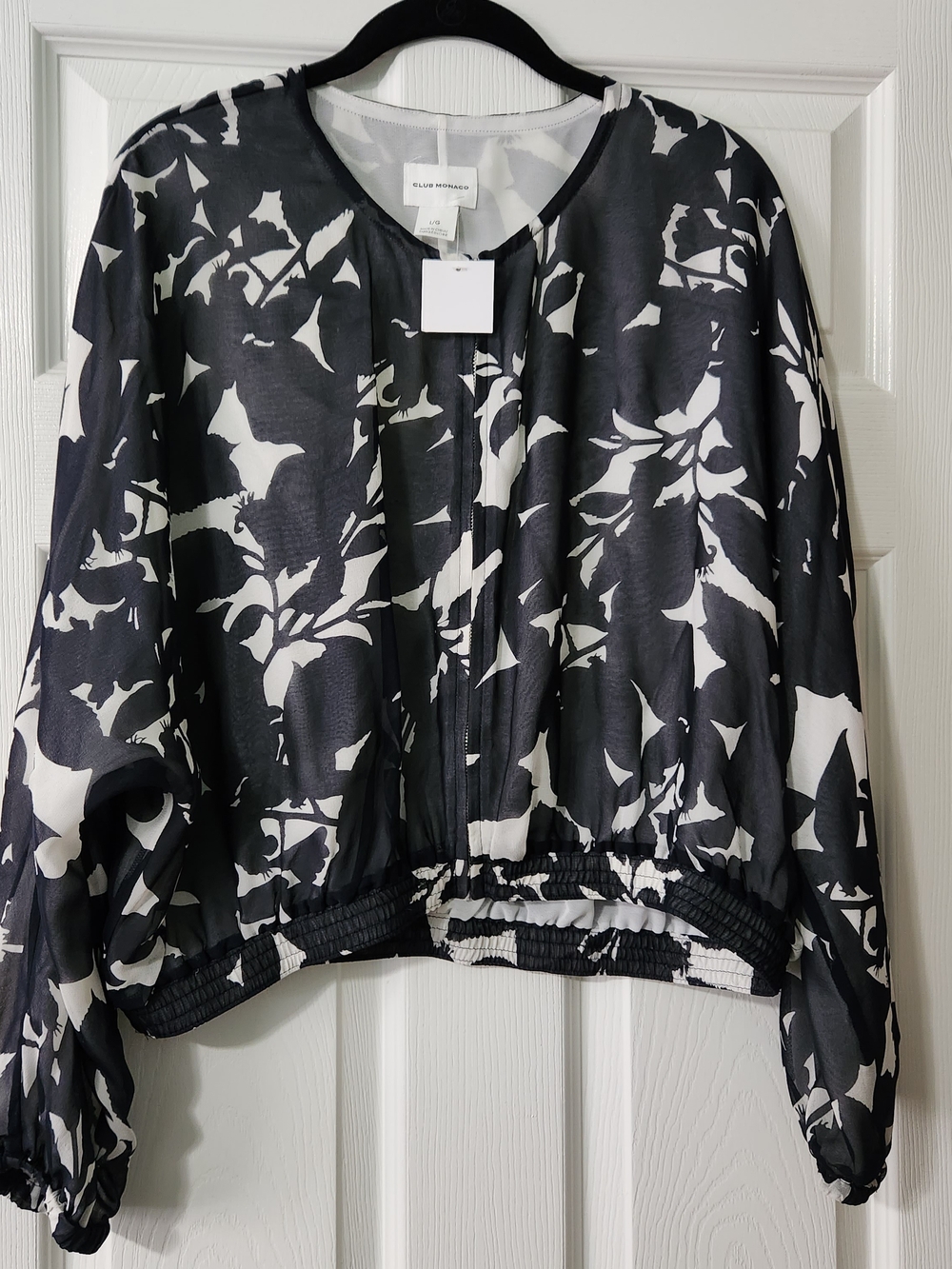 NWT Club Monaco Silk Floral Bomber Jacket